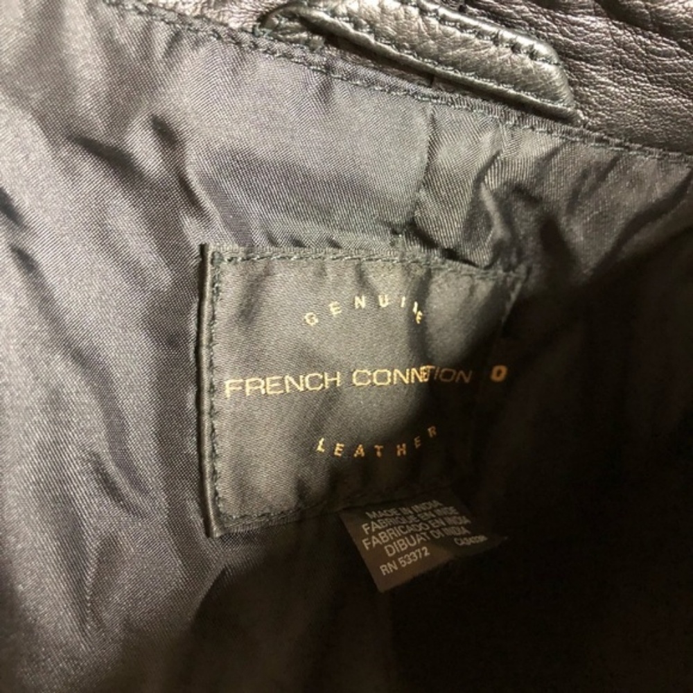 French ConnLondon Leather Tuxedo Biker Moto - Picture 7 of 8